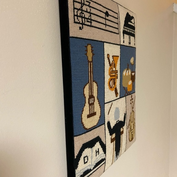 Needlepoint Wall Hanging Framed Musical 14x11” - Picture 3 of 9